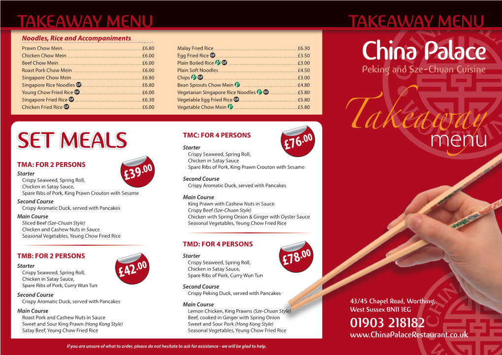 Download the China Palace Takeaway Menu