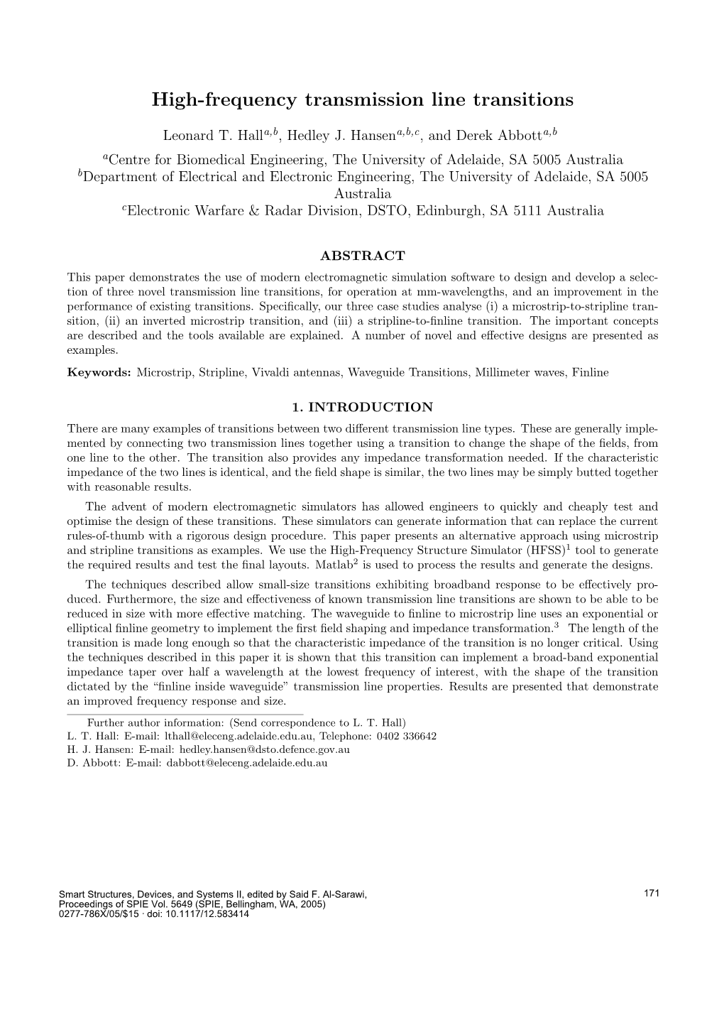 High-Frequency Transmission Line Transitions