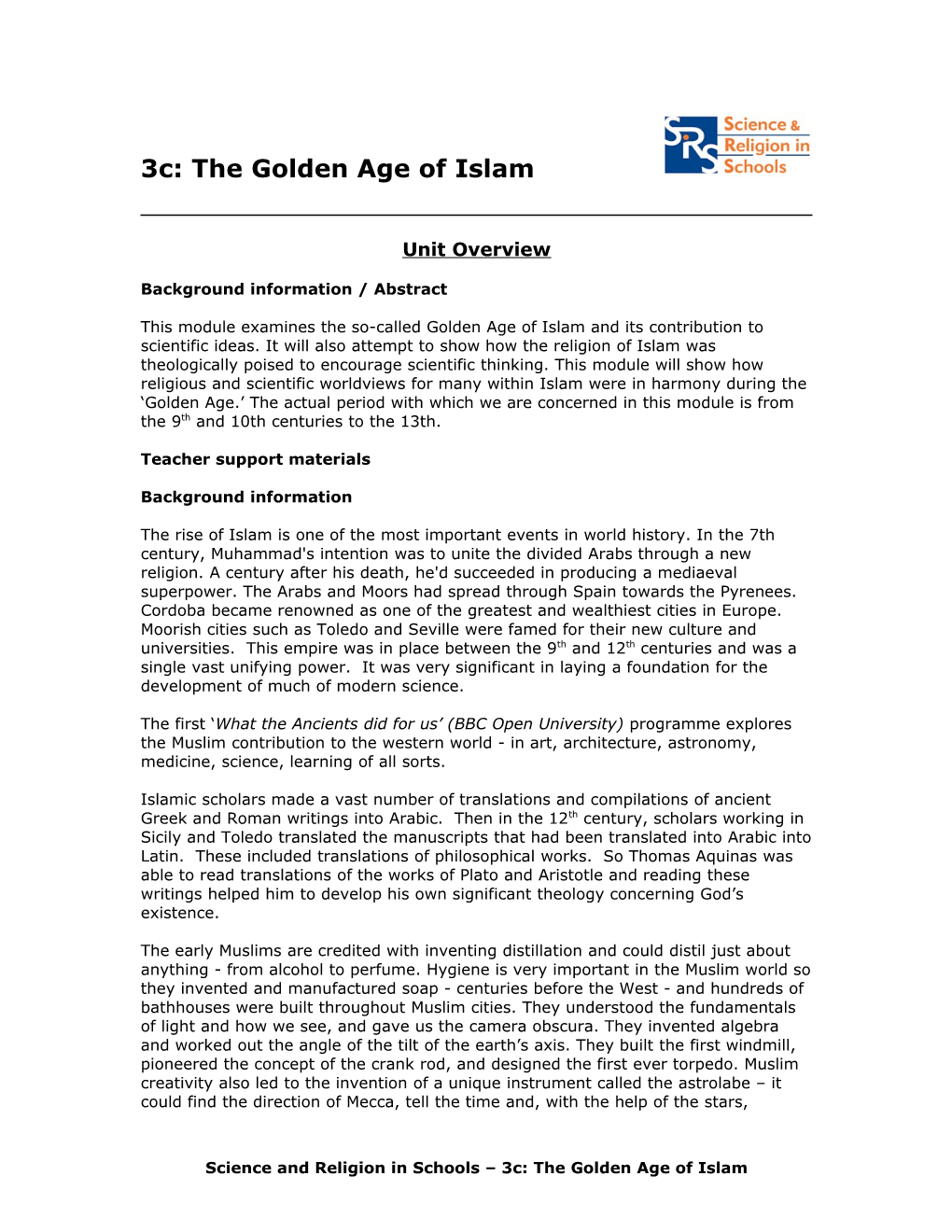 3C: the Golden Age of Islam