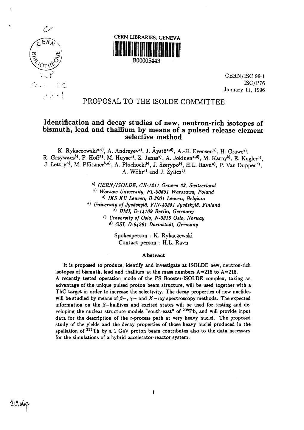 Identification and Decay Studies of New, Neutron-Rich Isotopes of Bismuth, Lead and Thallmm by Means of a Pulsed Release Element Selective Method