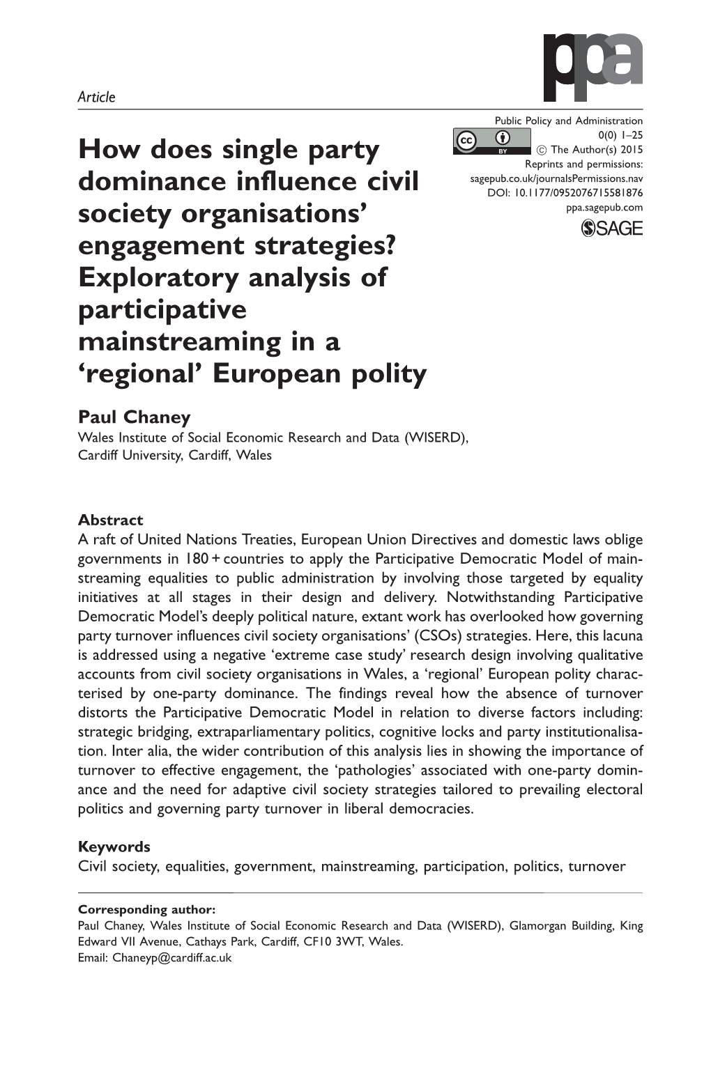 How Does Single Party Dominance Influence Civil Society Organisations