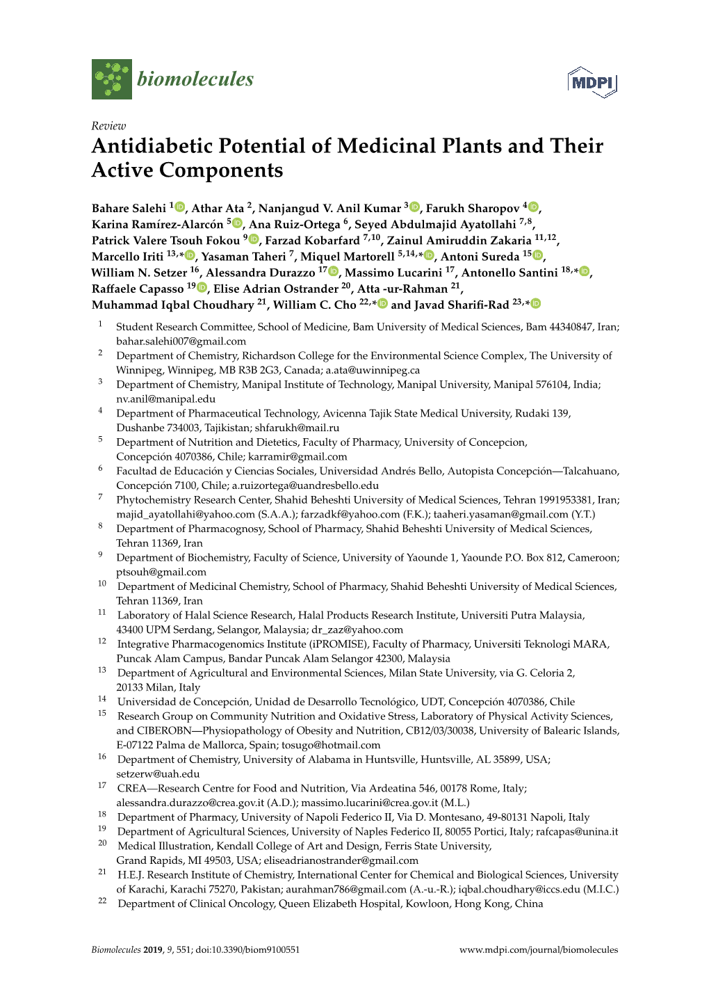 Antidiabetic Potential of Medicinal Plants and Their Active Components