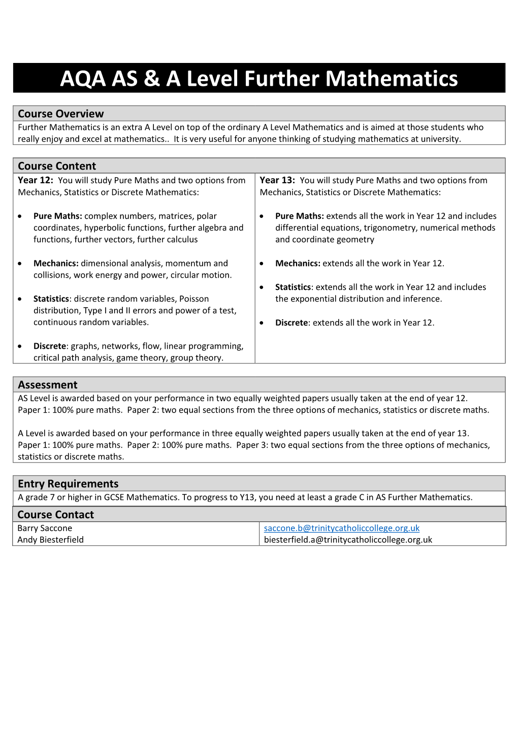 AQA AS & a Level Further Mathematics