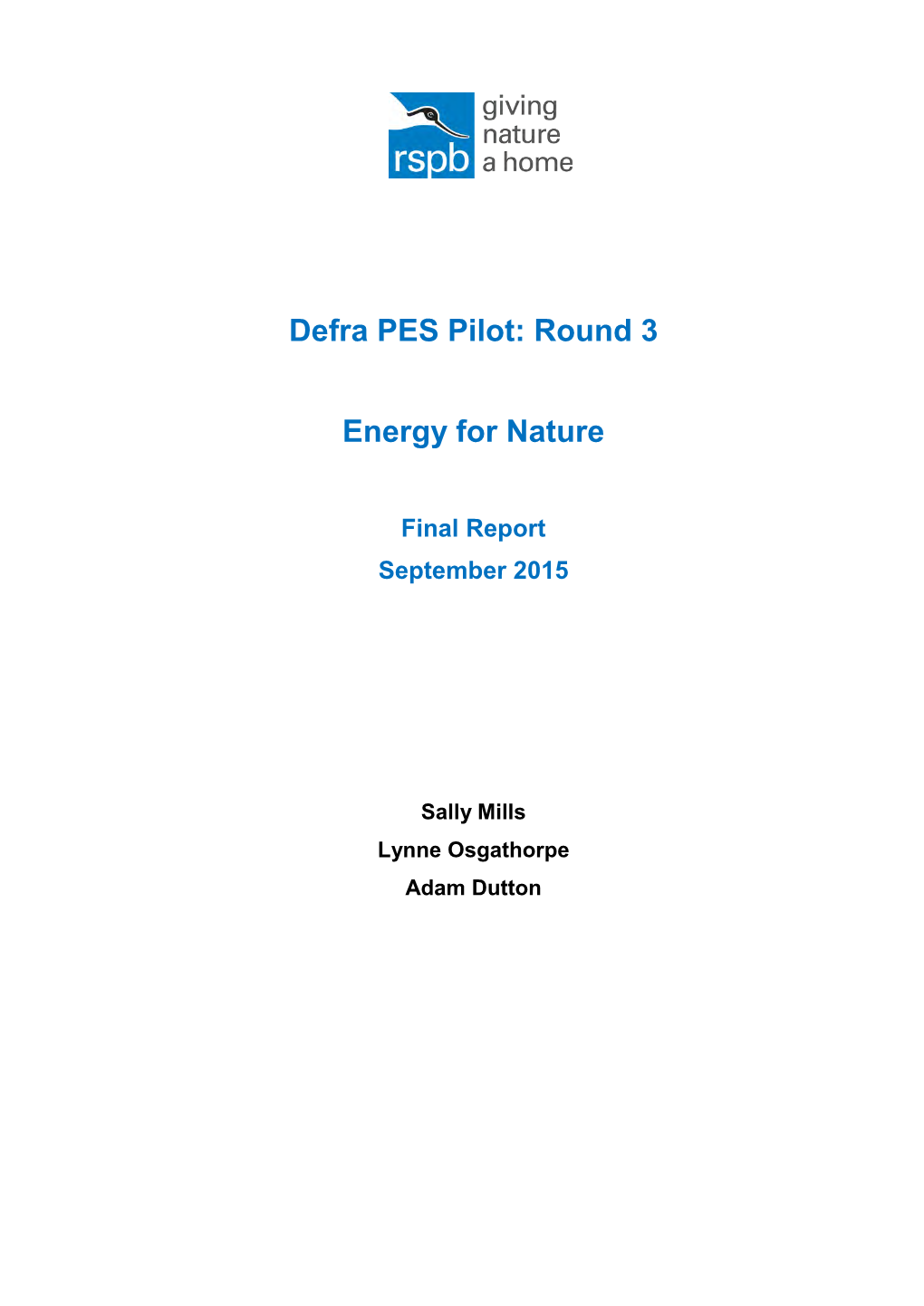 Defra PES Pilot: Round 3 Energy for Nature