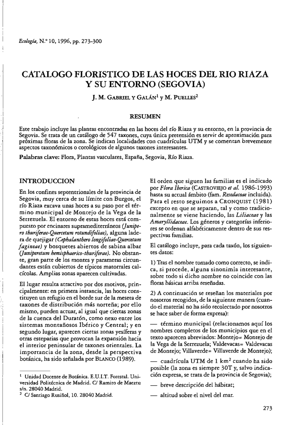 CATALOGO FLORISTICO DE LAS HOCES DEL RIO RIAZA Y SU ENTORNO (SEGOVIA)