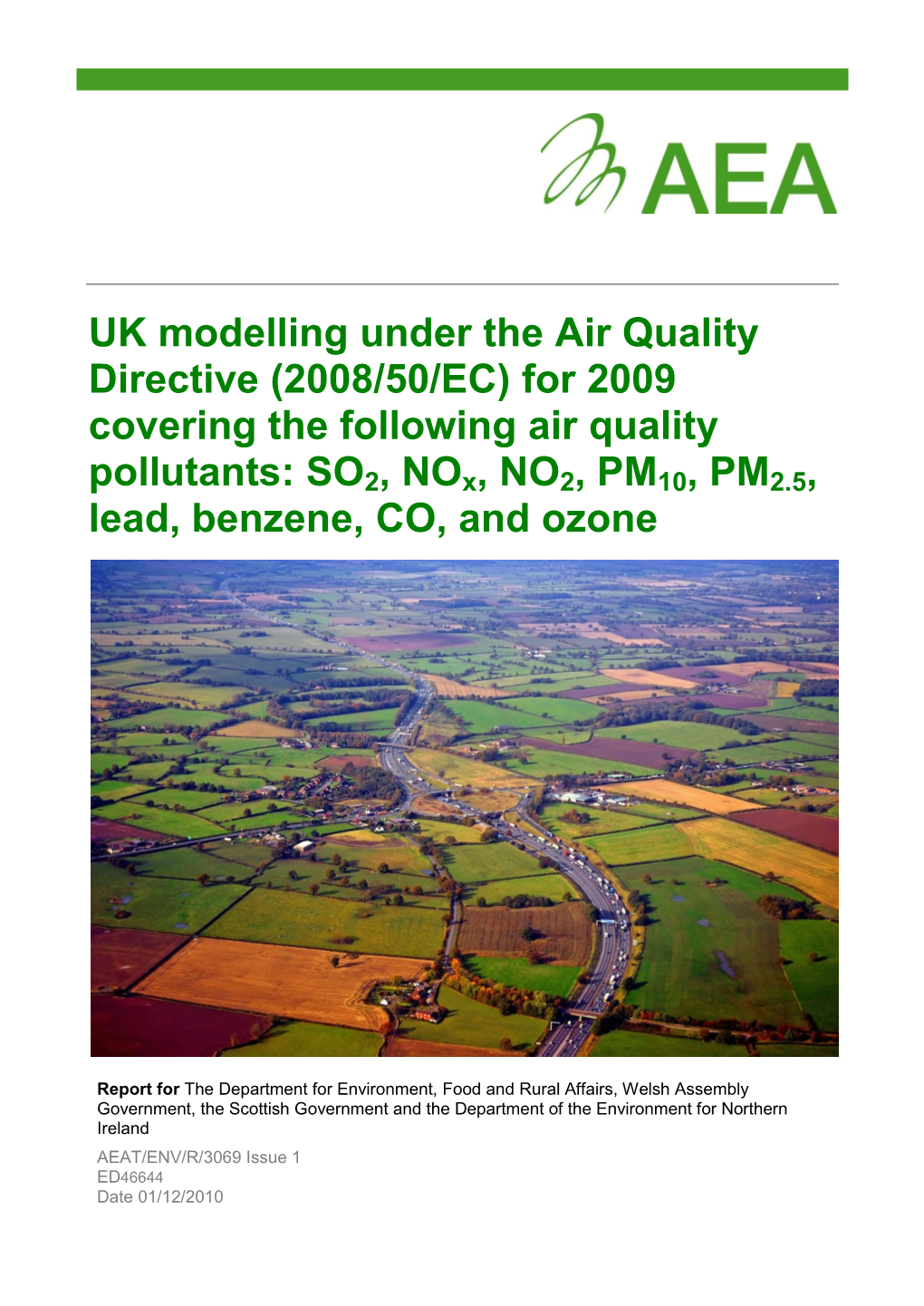 UK Modelling Under the Air Quality Directive (2008/50/EC) for 2009