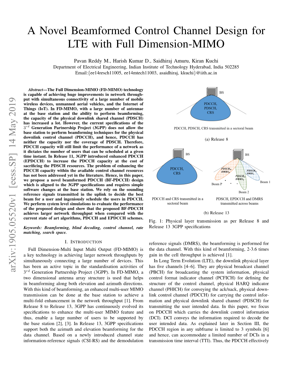 A Novel Beamformed Control Channel Design for LTE with Full Dimension-MIMO