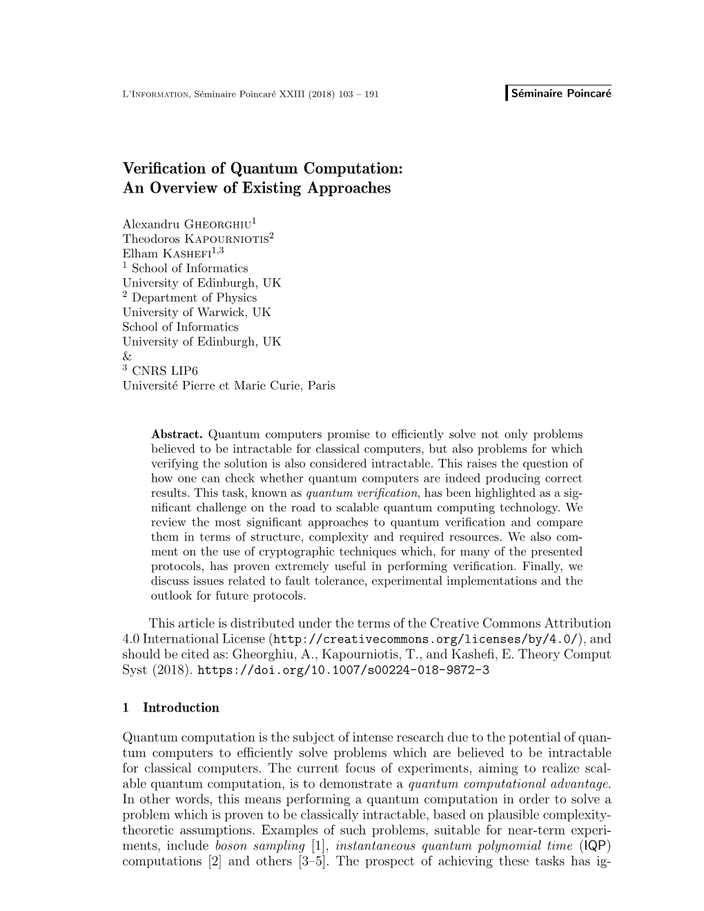 Verification of Quantum Computation: an Overview