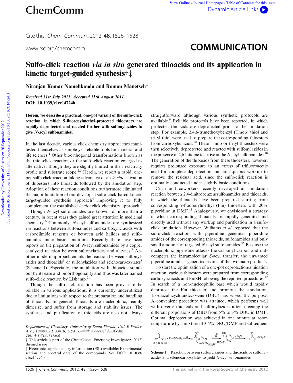 Sulfo-Click Reaction Via in Situ Generated Thioacids and Its Application in Kinetic Target-Guided Synthesiswz