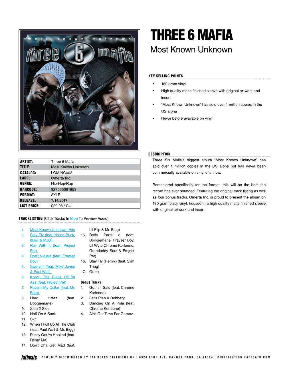 THREE 6 MAFIA Most Known Unknown