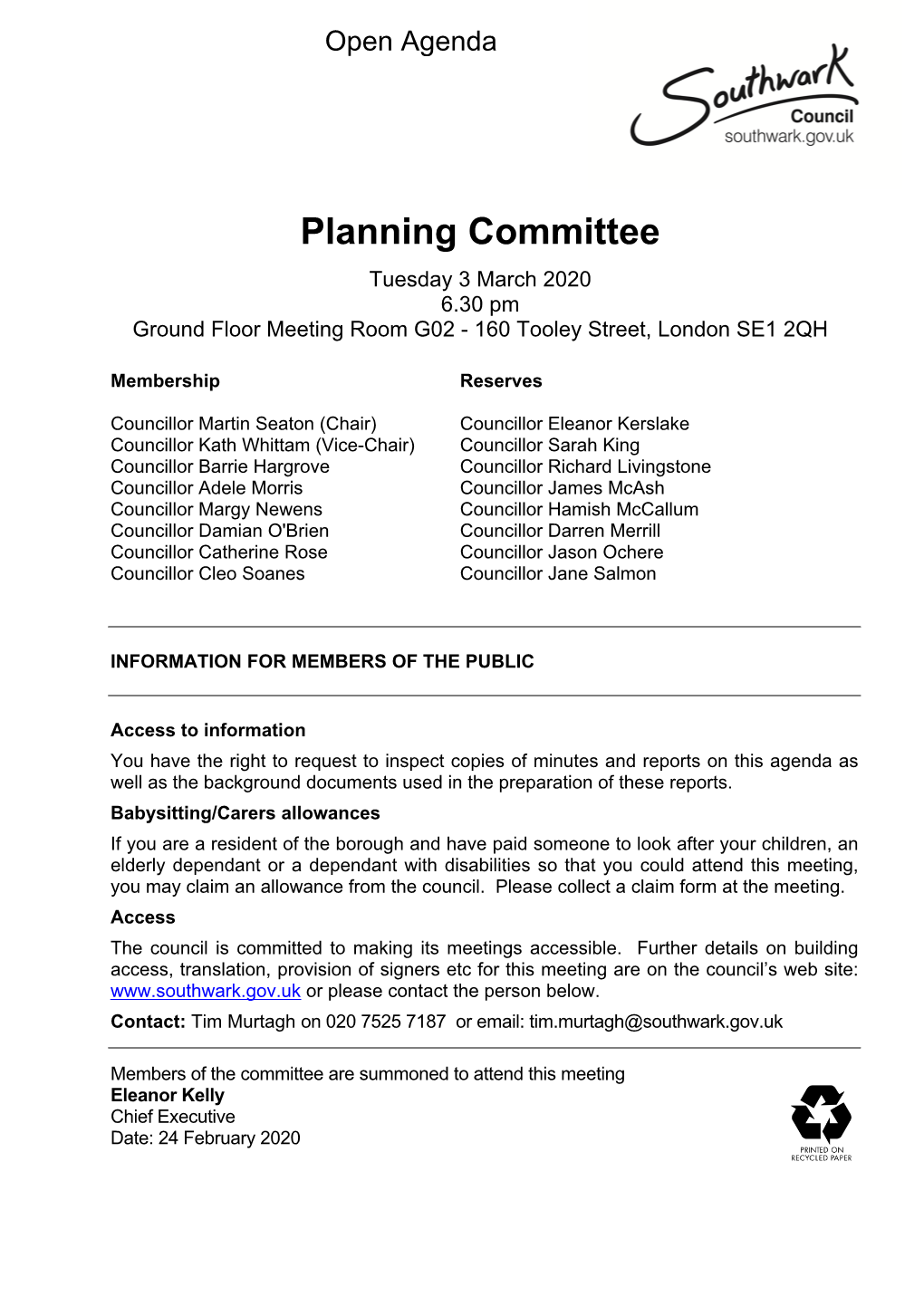 (Public Pack)Agenda Document for Planning Committee, 03/03/2020 18:30