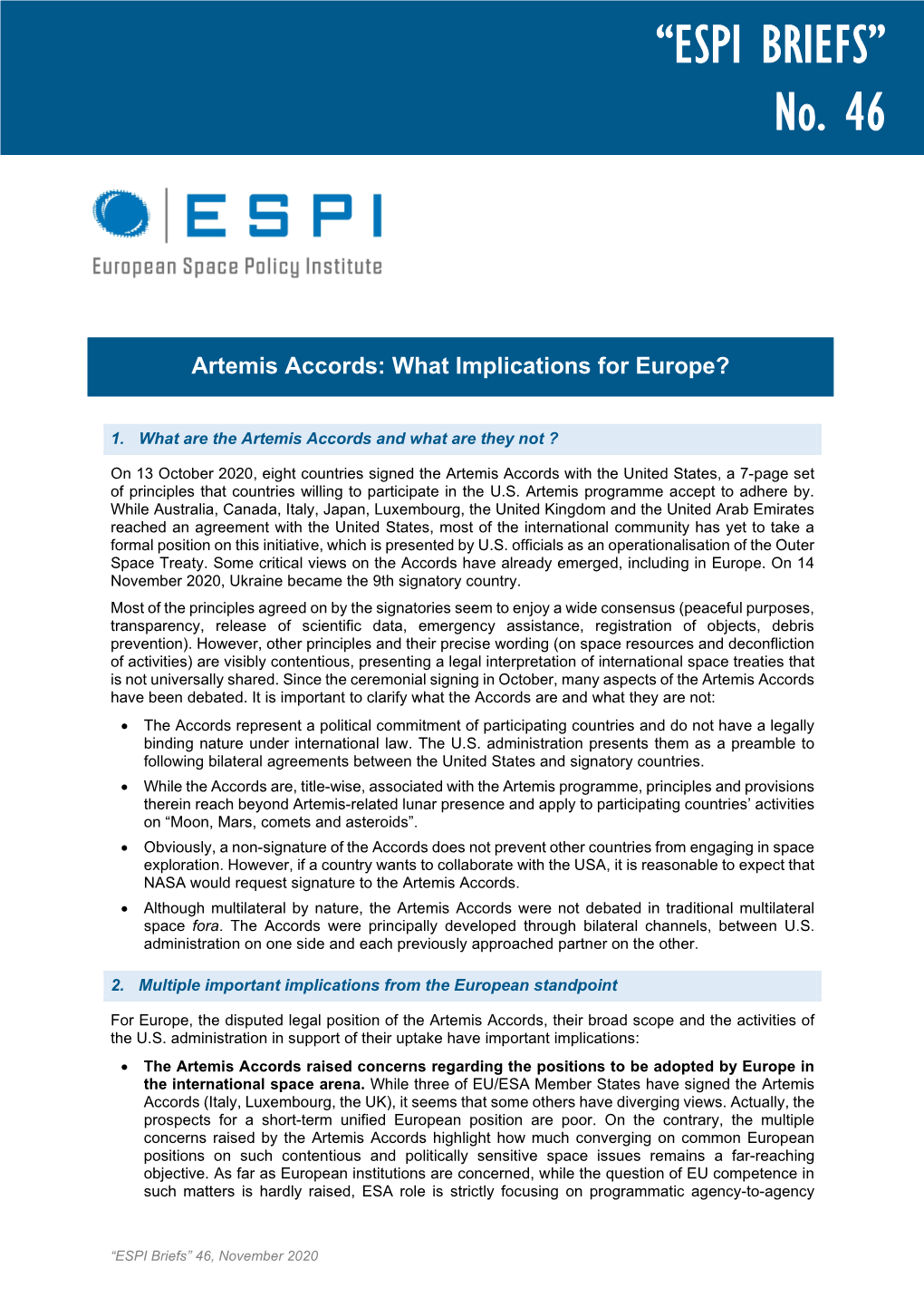 Artemis Accords: What Implications for Europe?