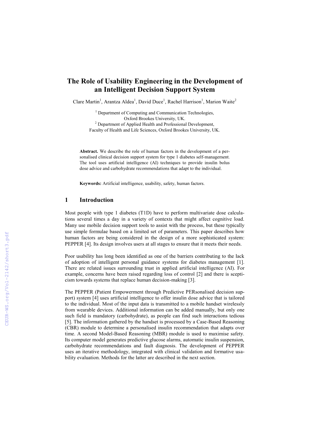The Role of Usability Engineering in the Development of an Intelligent Decision Support System