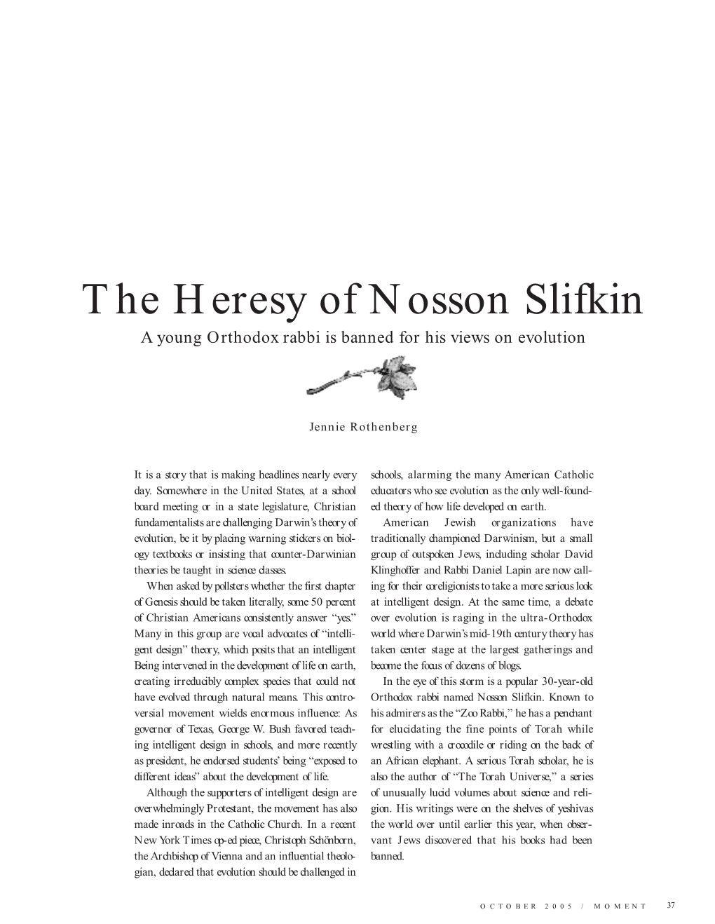 The Heresy of Nosson Slifkin a Young Orthodox Rabbi Is Banned for His Views on Evolution