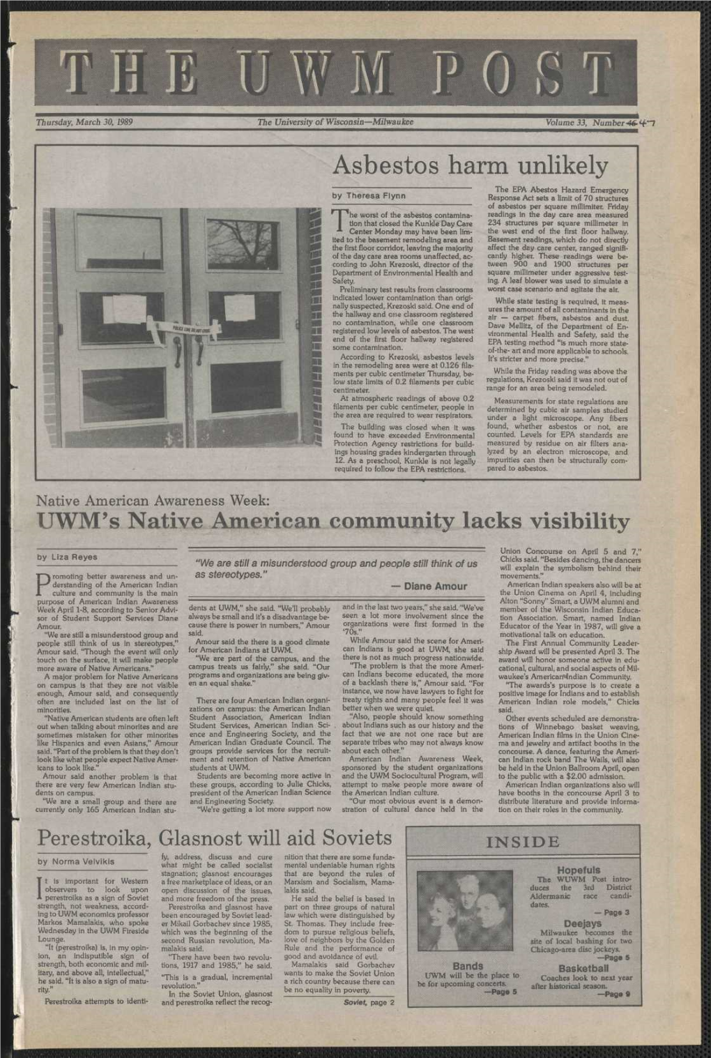 Asbestos Harm Unlikely UWM's Native American Community Lacks Visibility