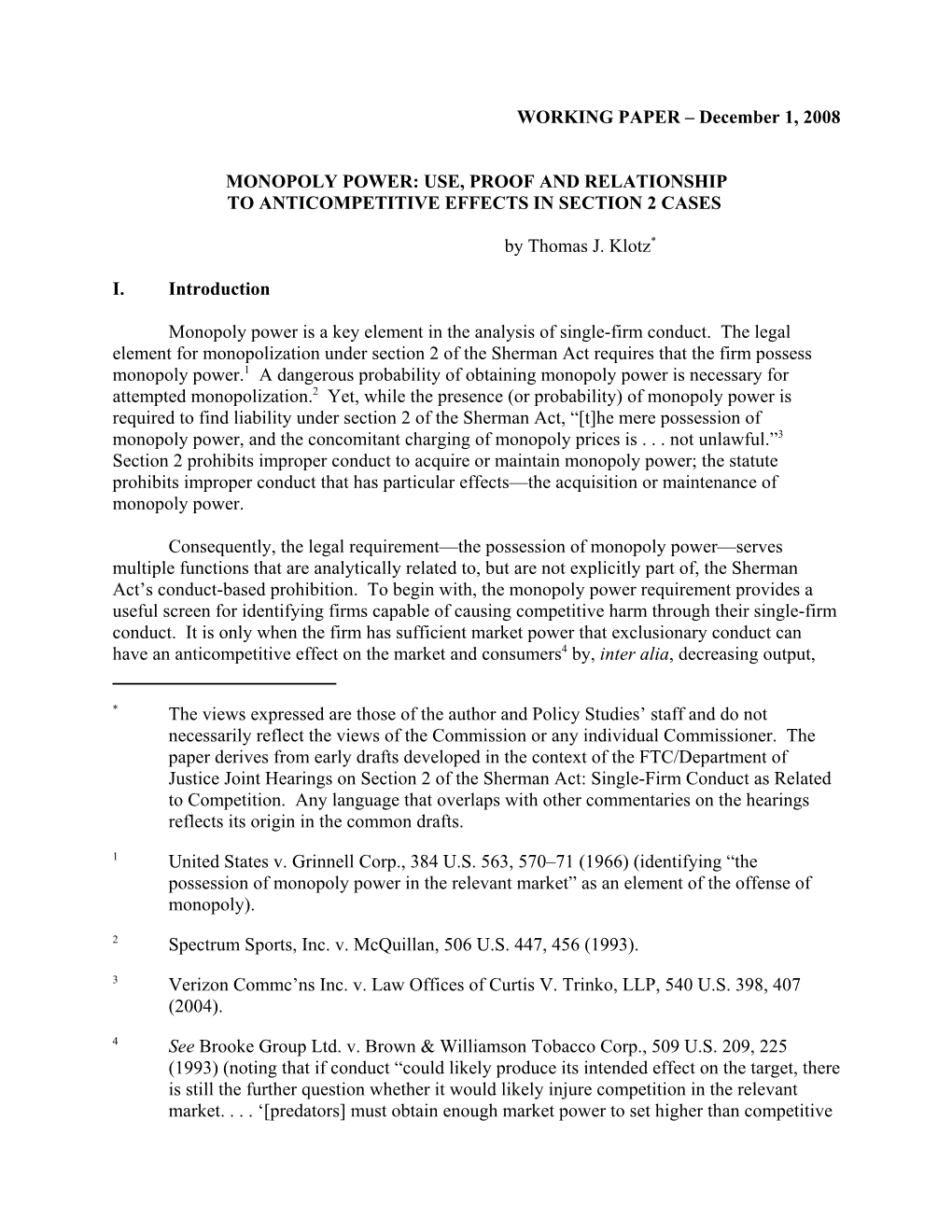 Monopoly Power: Use, Proof and Relationship to Anticompetitive Effects in Section 2 Cases