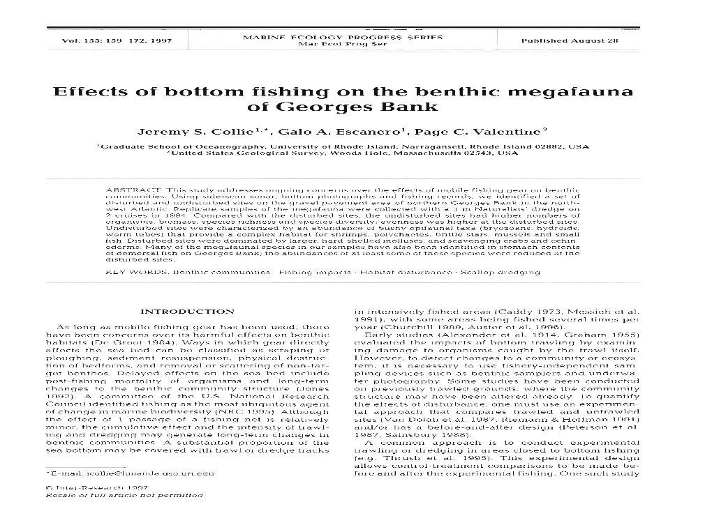 Effects of Bottom Fishing on the Benthic Megafauna of Georges Bank