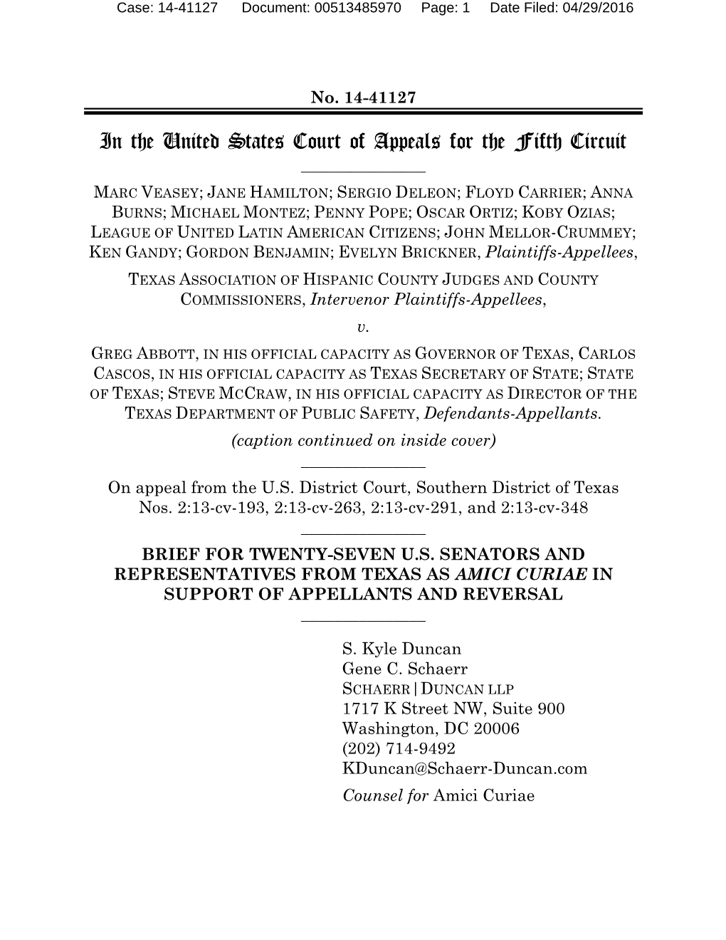 Brief for Amici Curiae Twenty-Seven U.S. Senators And