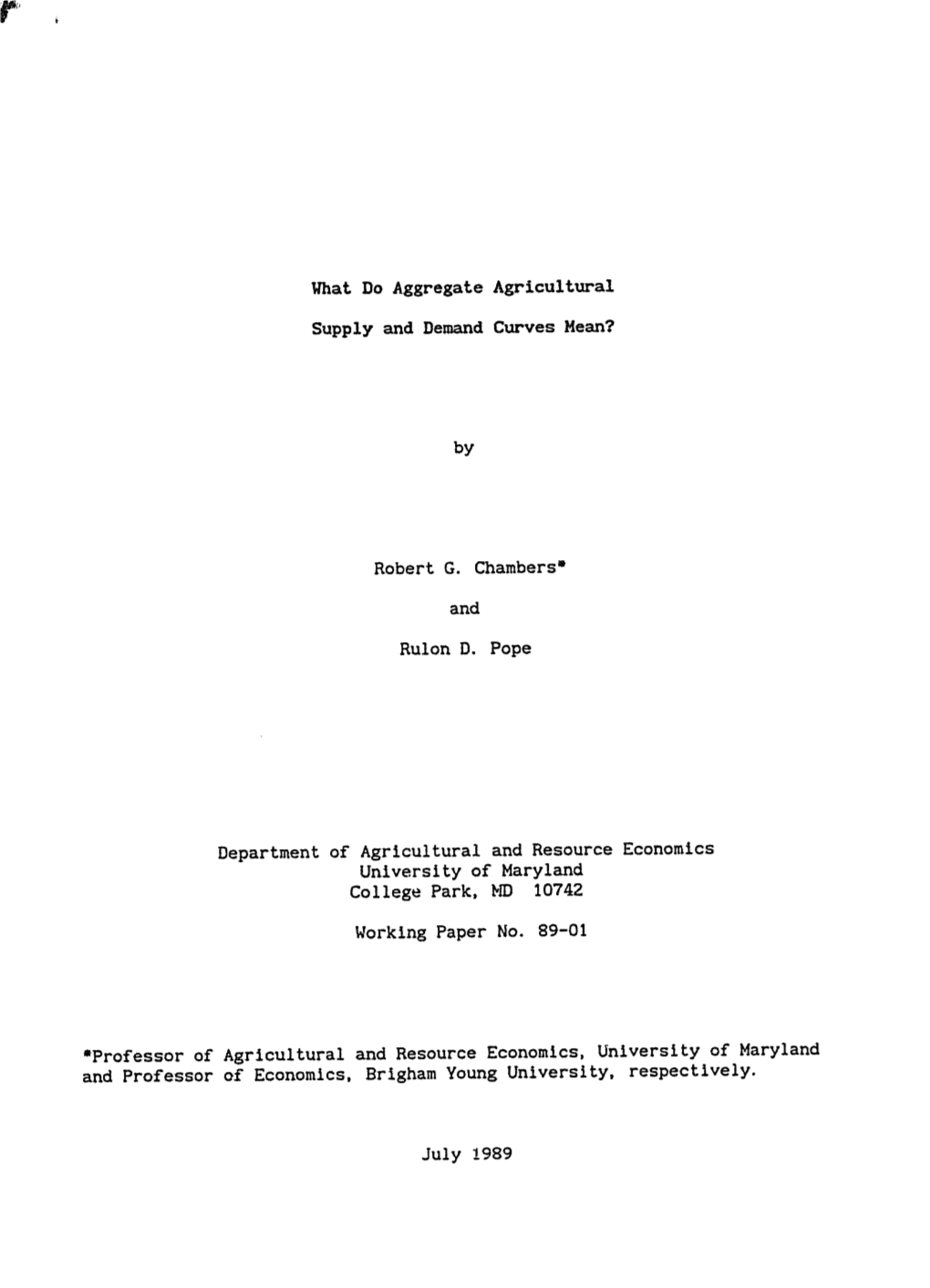 Ybat Do Aggregate Agricultural Supply and Demand Curves Mean?