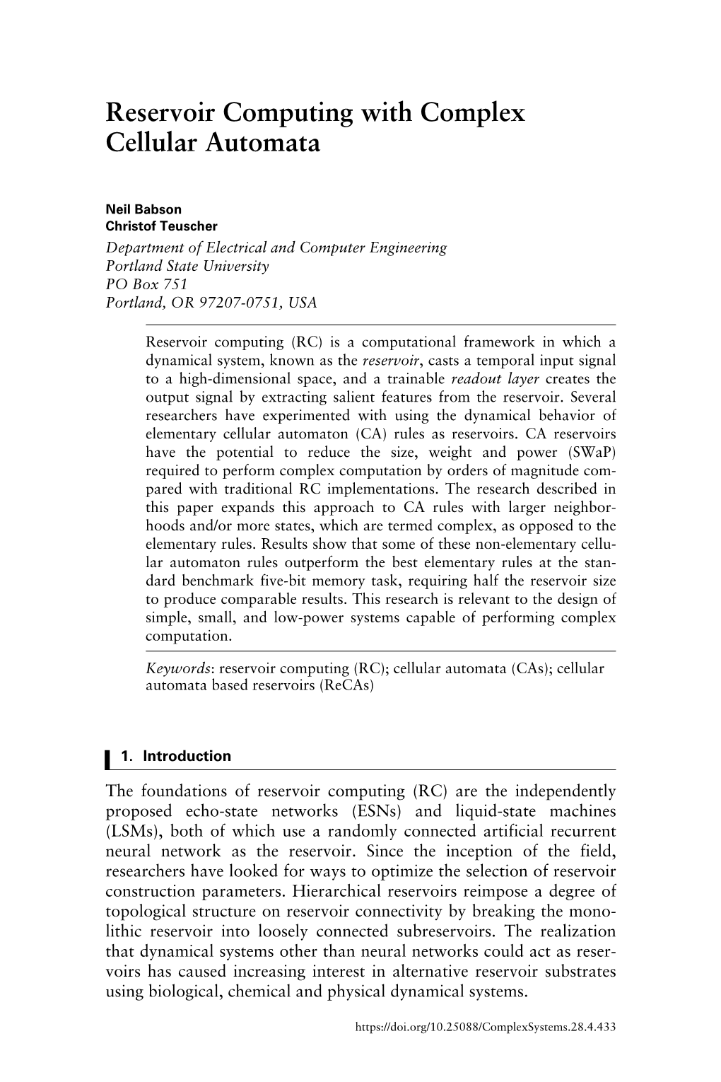 Reservoir Computing with Complex Cellular Automata