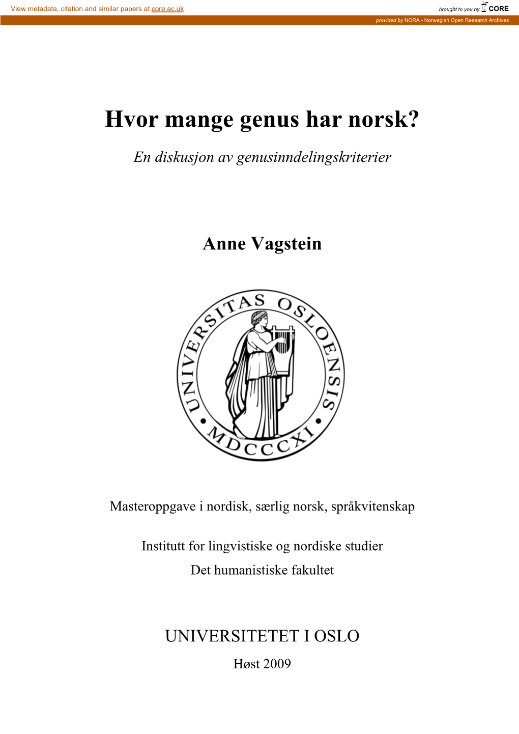 Hvor Mange Genus Har Norsk?