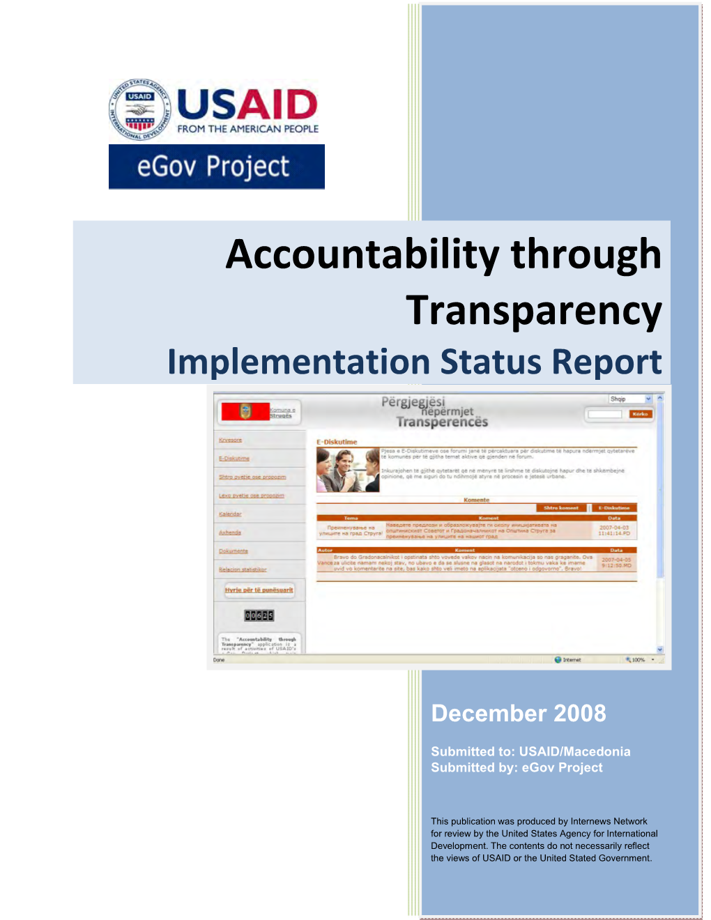 Accountability Through Transparency Implementation Status Report