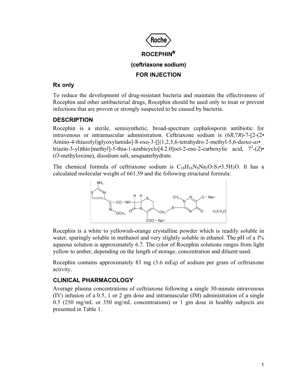 ROCEPHIN (Ceftriaxone Sodium)