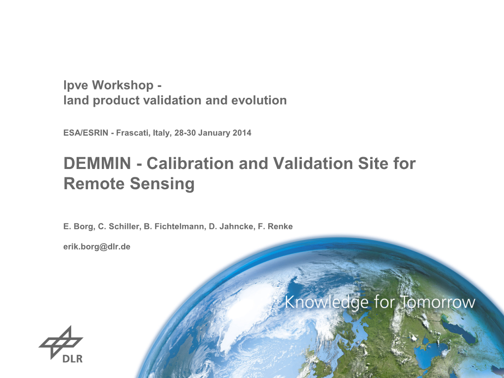 DEMMIN - Calibration and Validation Site for Remote Sensing