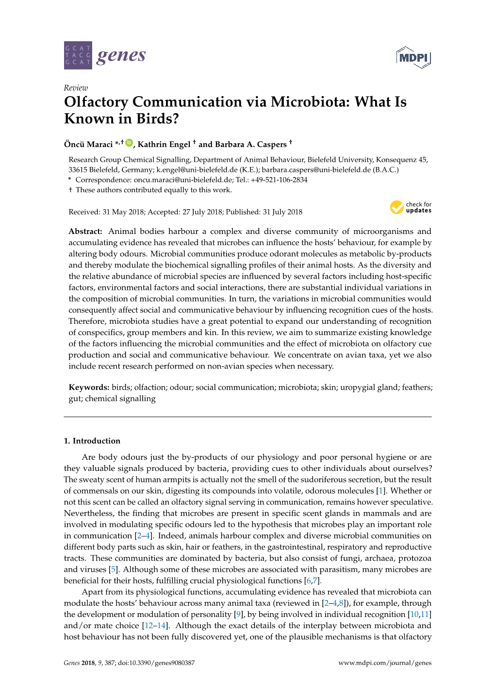 Olfactory Communication Via Microbiota: What Is Known in Birds?