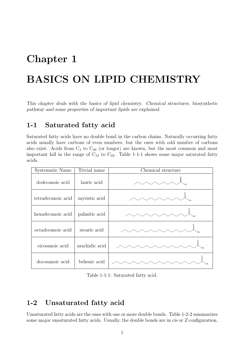 Chapter 1 BASICS on LIPID CHEMISTRY