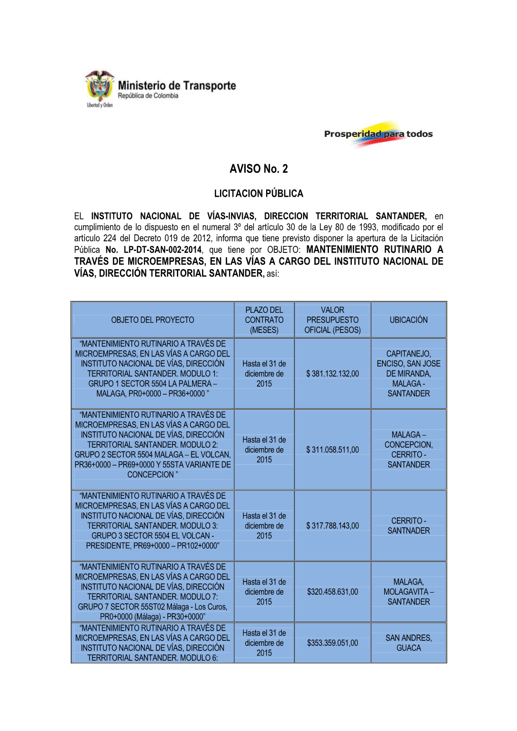 Aviso De Convocatoria