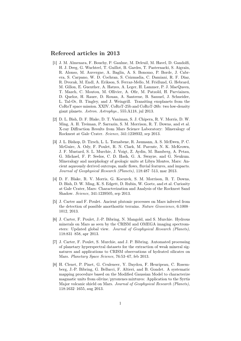 Refereed Articles in 2013