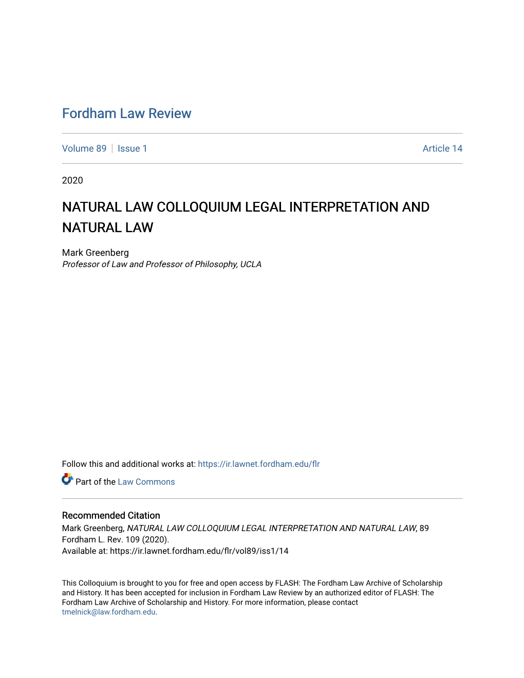 Legal Interpretation and Natural Law