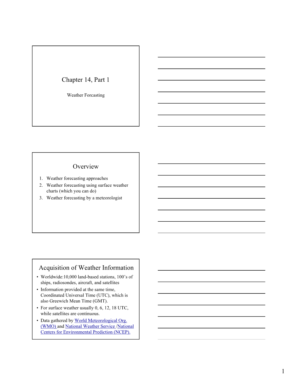 Chapter 14, Part 1 Overview Acquisition of Weather Information