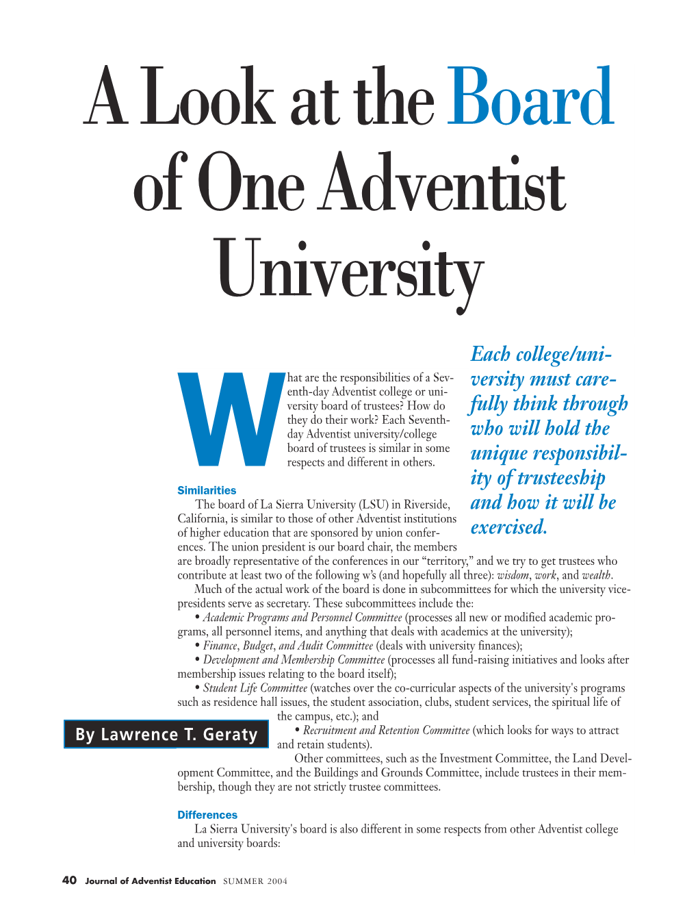 A Look at the Board of One Adventist University