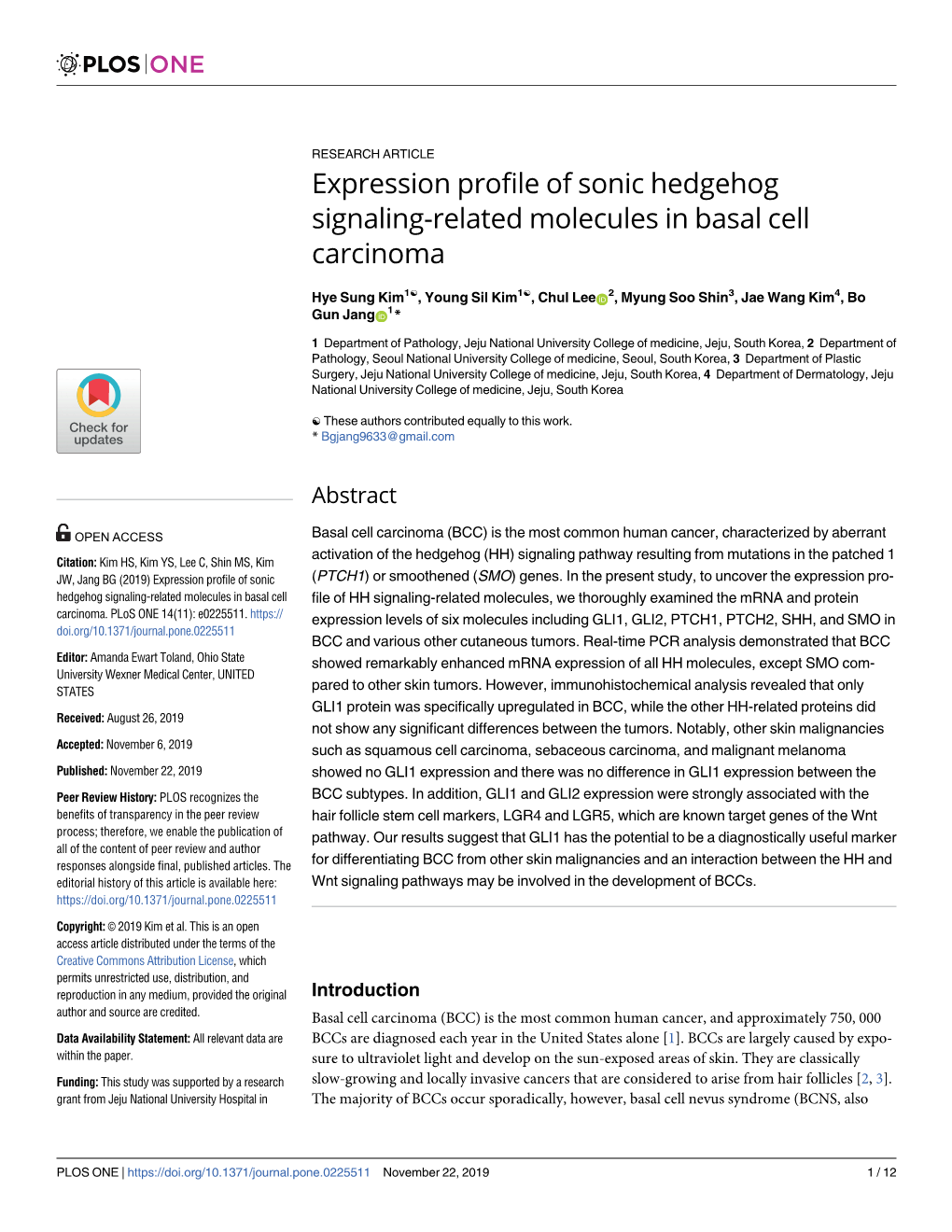 Expression Profile of Sonic Hedgehog Signaling-Related Molecules in Basal Cell Carcinoma