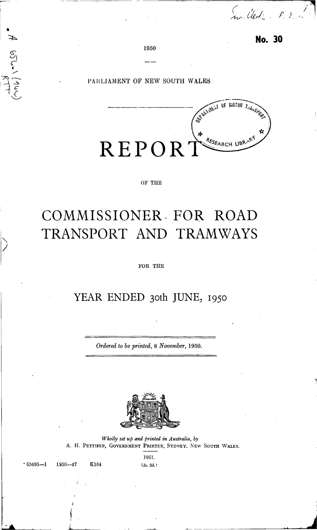 Road Transport and Tramway, 1949-50