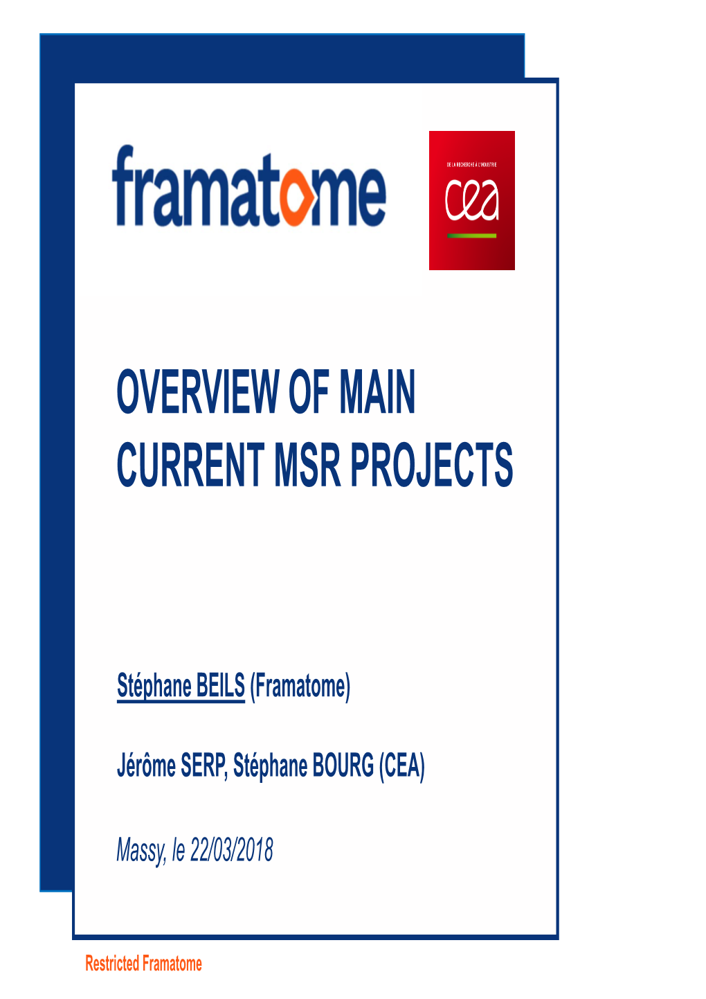 Overview of Main Current Msr Projects