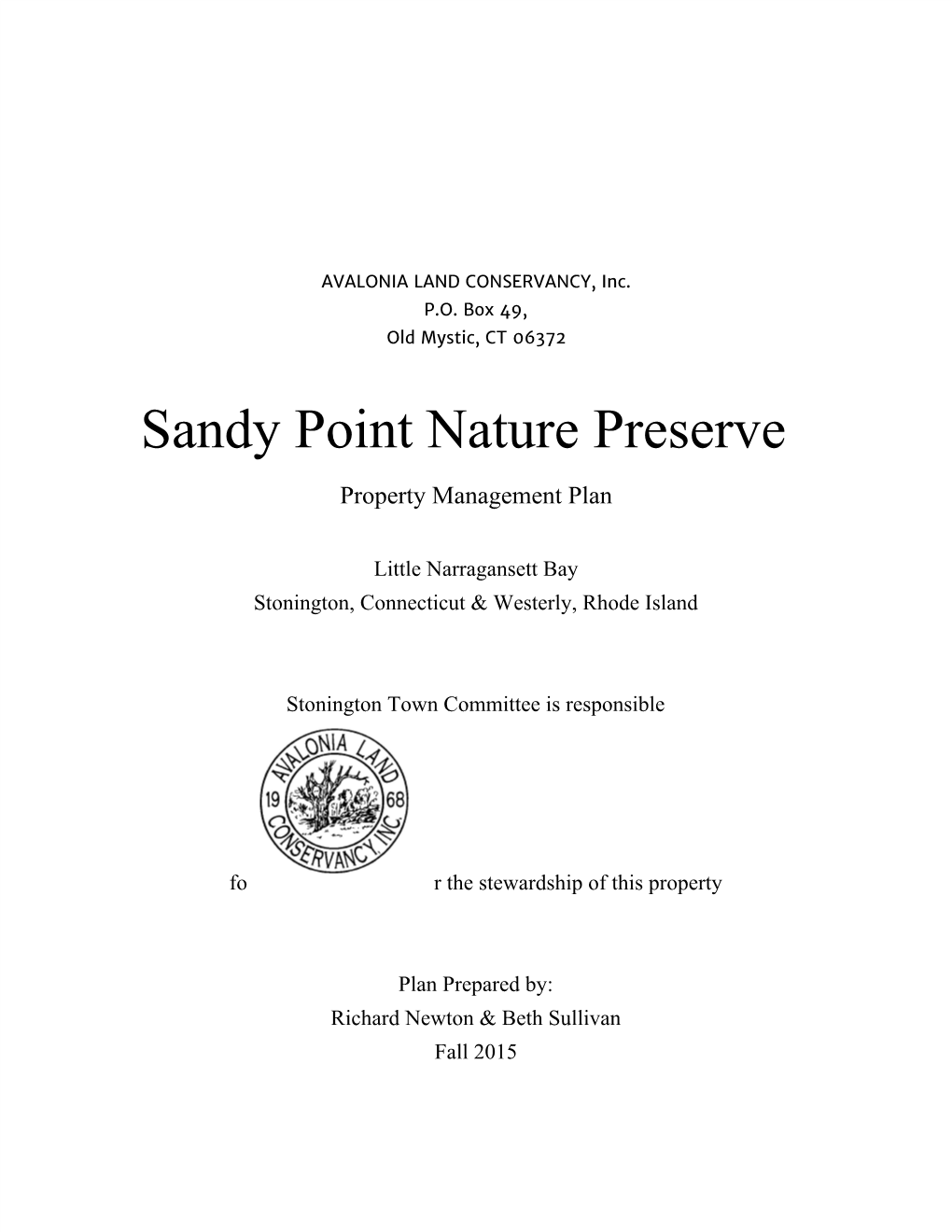 Sandy Point Nature Preserve Property Management Plan