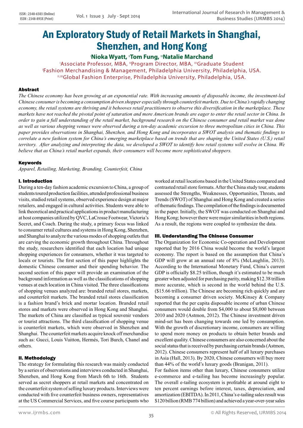 An Exploratory Study of Retail Markets in Shanghai, Shenzhen, and Hong