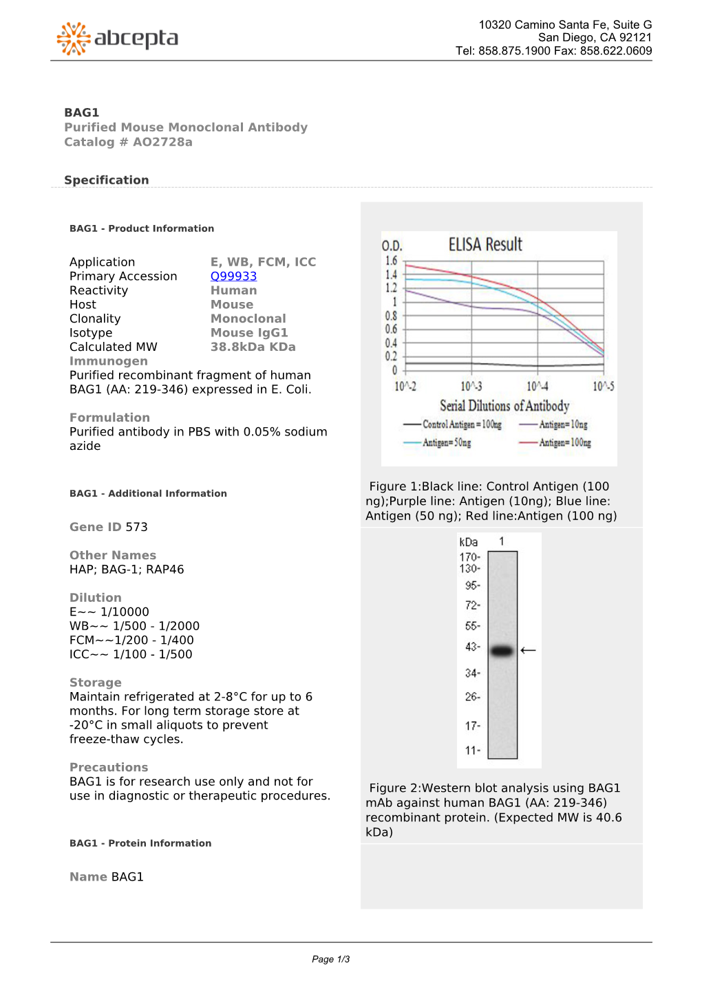 858.622.0609 Purified Mouse Monoclonal Antibody Catalo