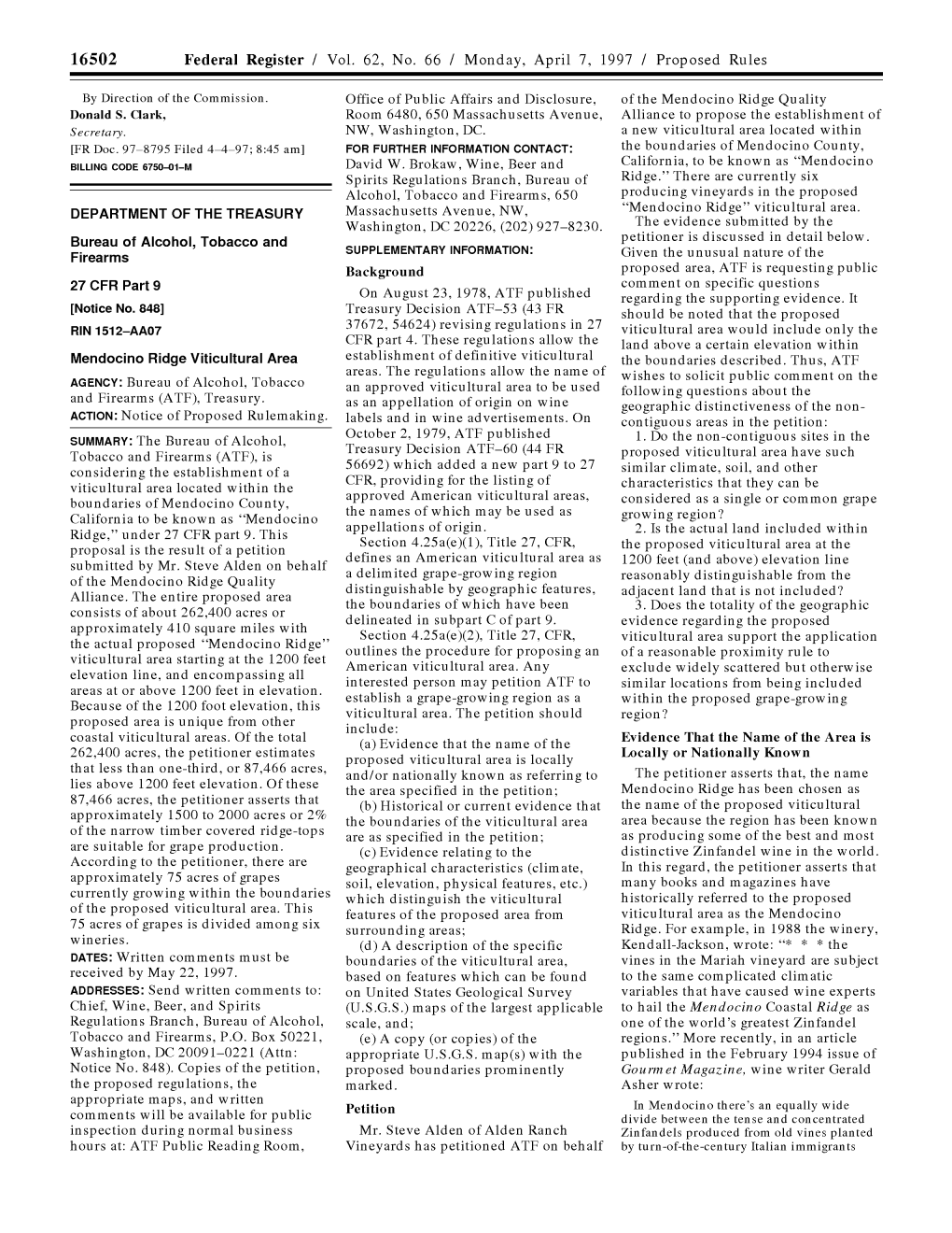 Federal Register / Vol. 62, No. 66 / Monday, April 7, 1997 / Proposed Rules