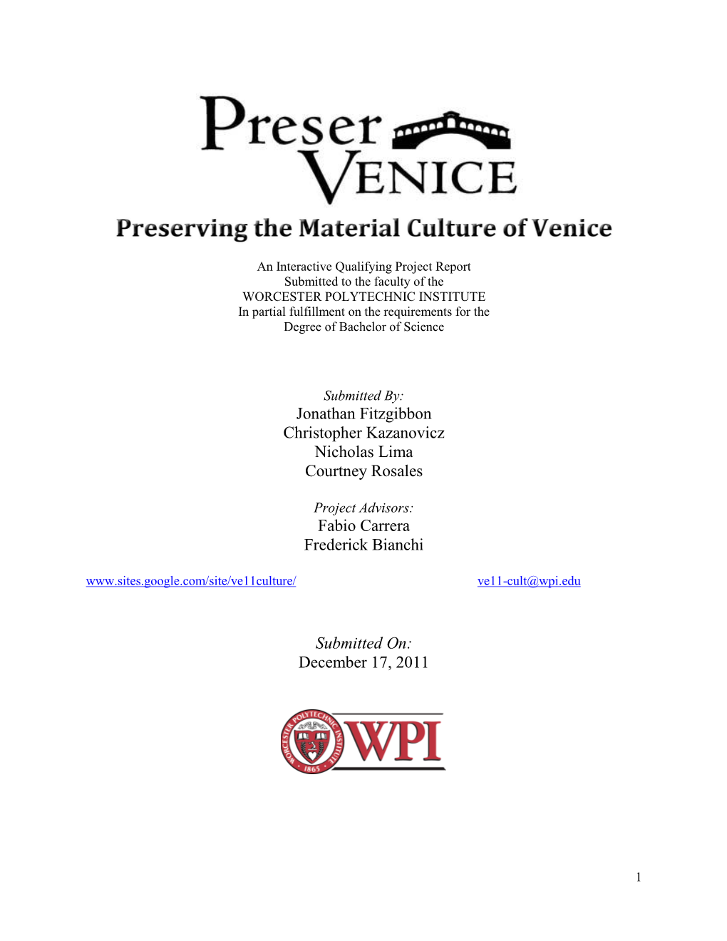 Final Report Venice Material Culture