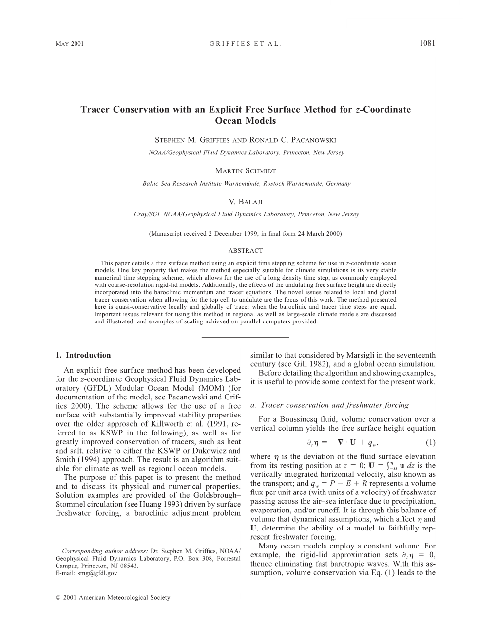 Tracer Conservation with an Explicit Free Surface Method for Z-Coordinate Ocean Models