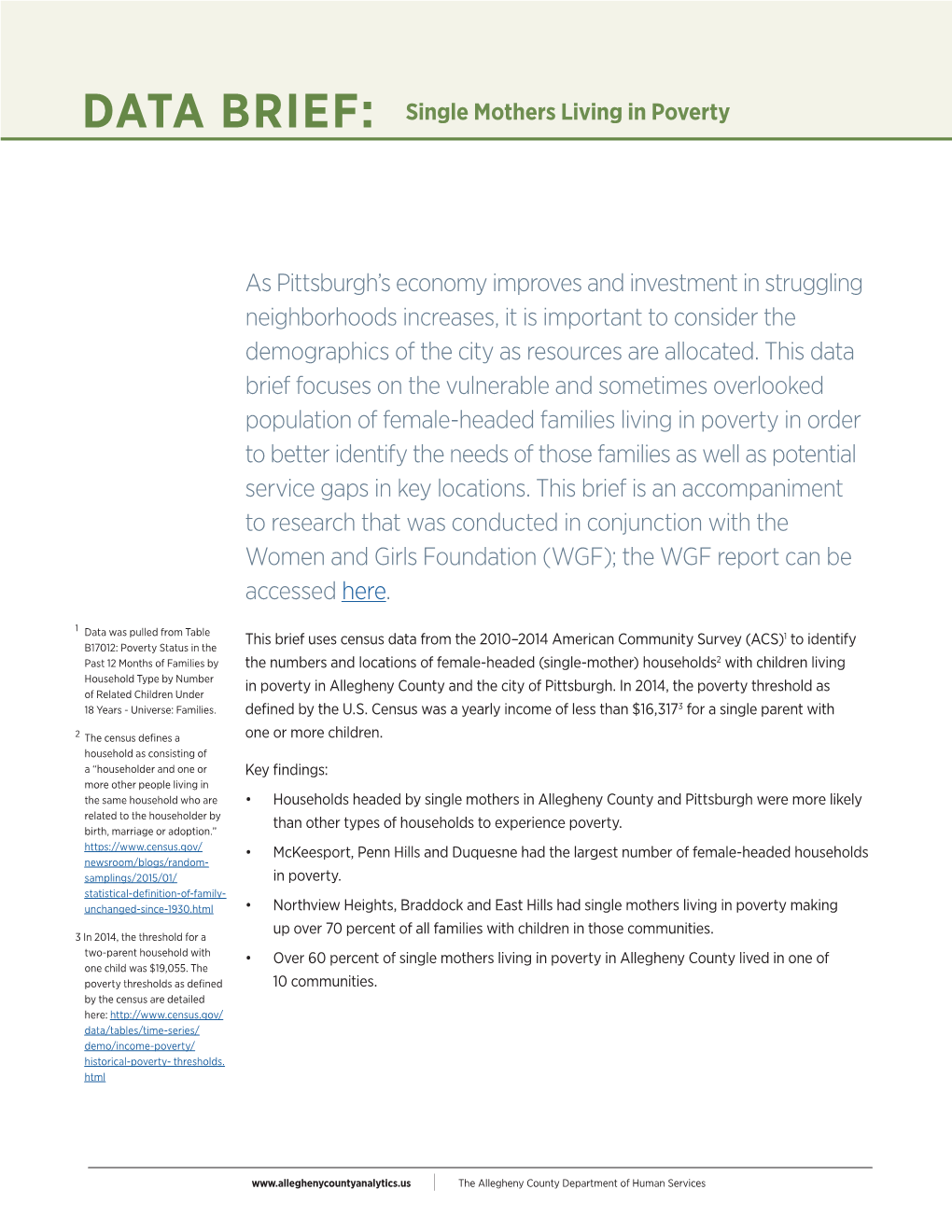 DATA BRIEF: Single Mothers Living in Poverty