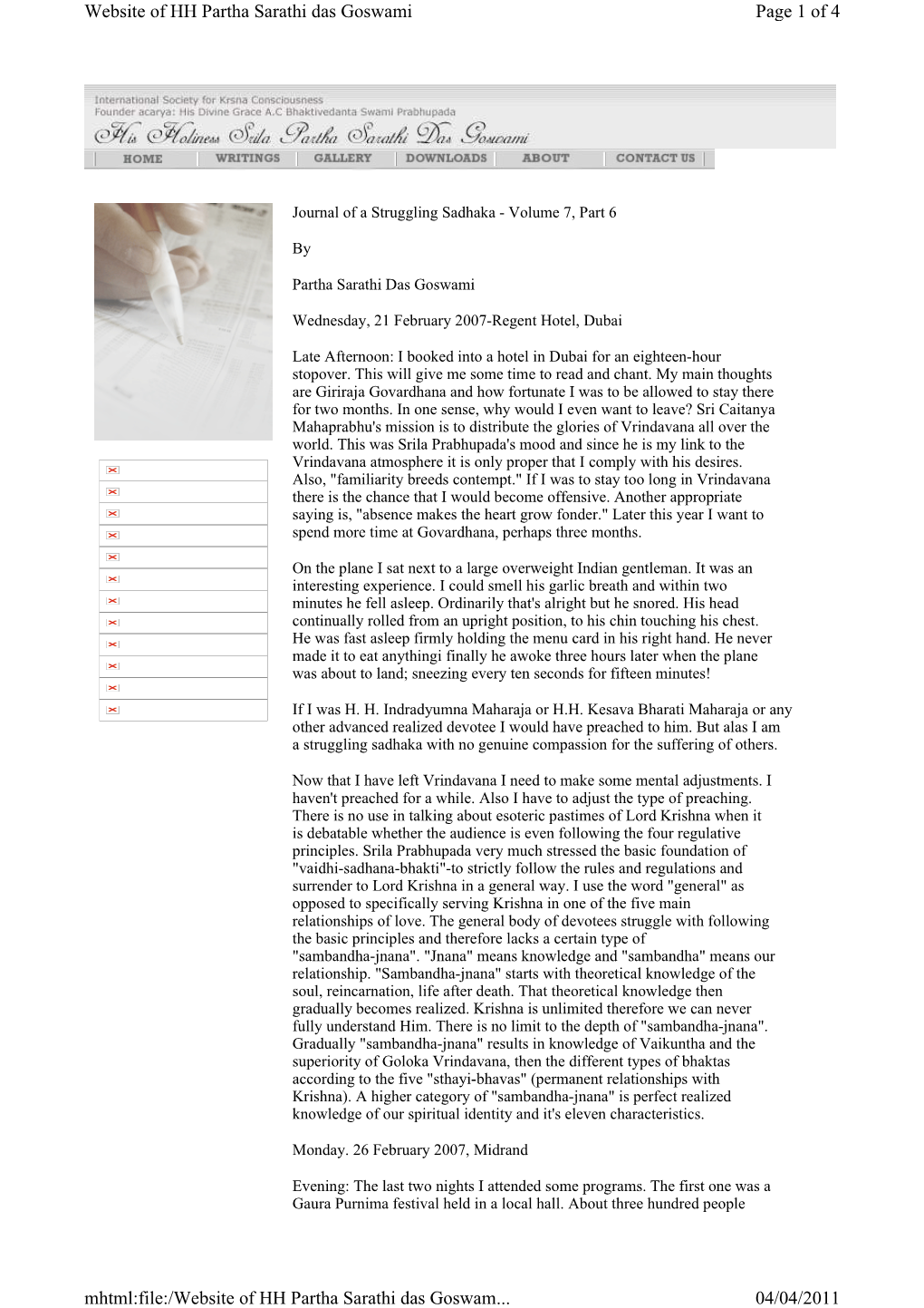 Mhtml:File:/Website of HH Partha Sarathi Das Goswam... 04/04/2011 Website of HH Partha Sarathi Das Goswami Page 2 of 4