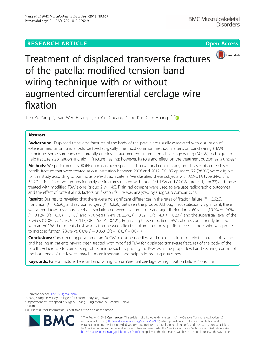 Treatment of Displaced Transverse Fractures of the Patella