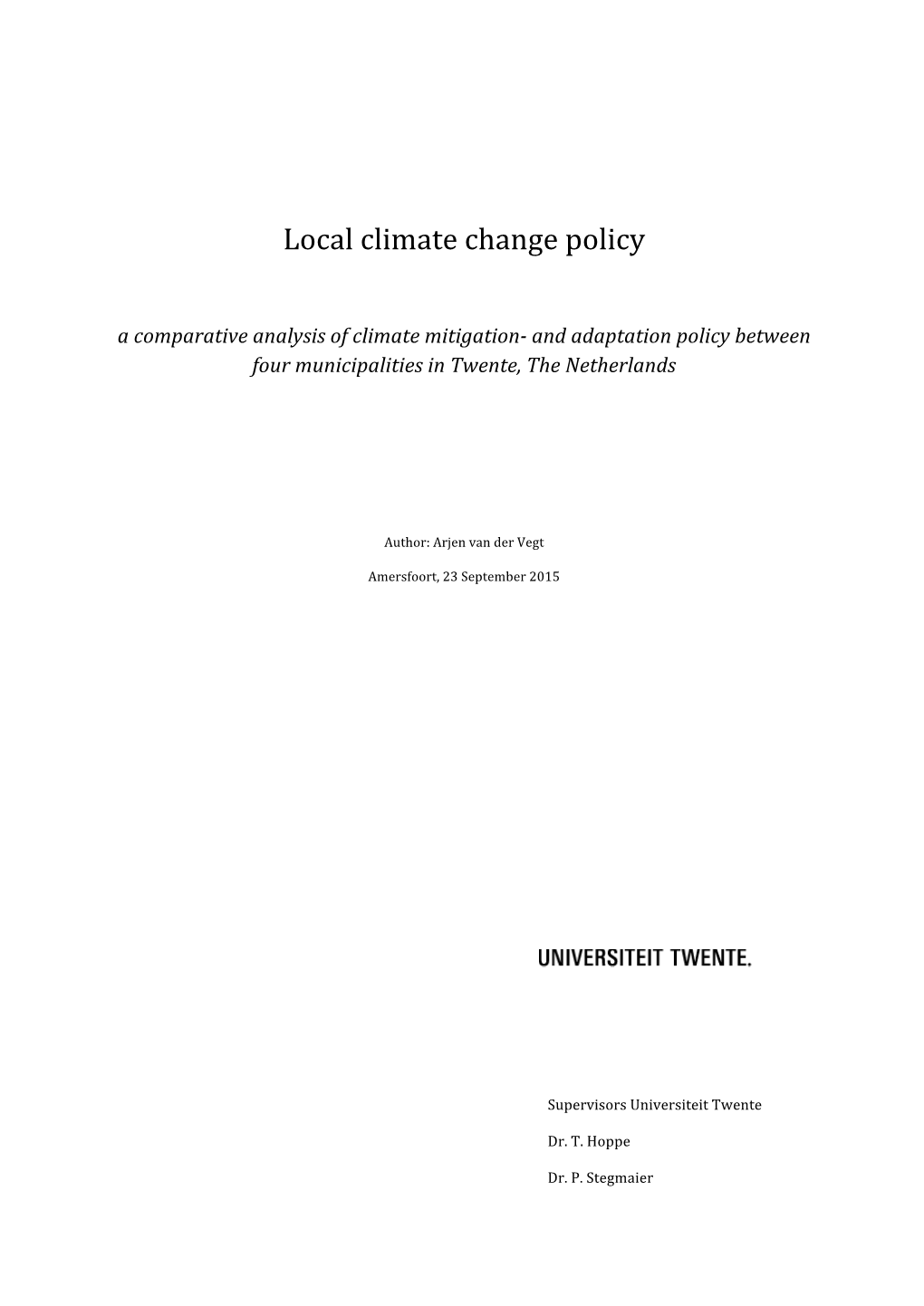 Local Climate Change Policy