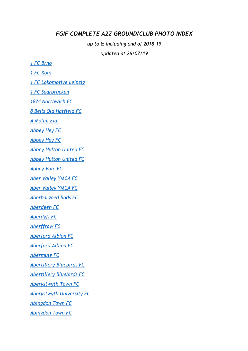 Fgif Complete A2z Ground/Club Photo Index