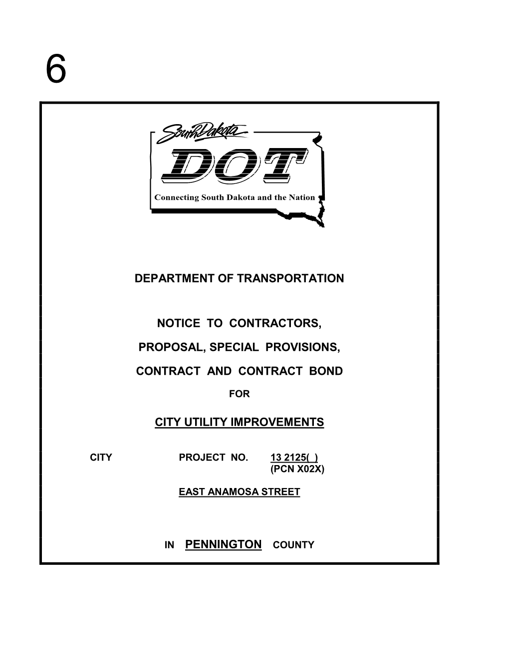 Department of Transportation Notice to Contractors, Proposal, Special